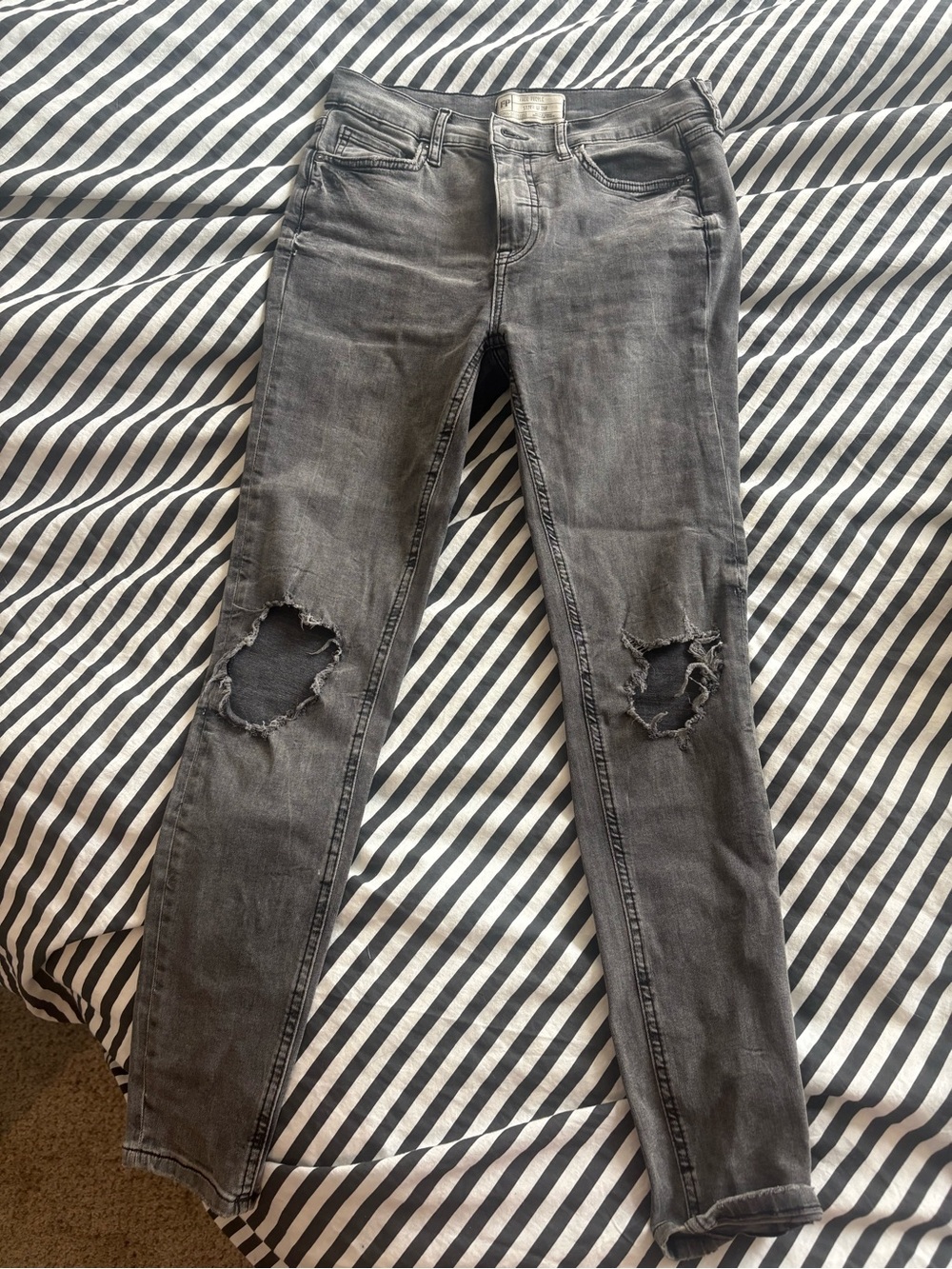 Free People Grey High-Rise Skinny Jeans